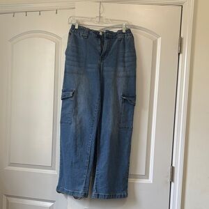 Madden Girl Relaxed Blue Cargo Boyfriend Jeans